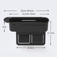 Car seat retractable storage box with dual open compartments, dark gray/black plastic