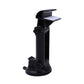 Car dashboard device mount with black top and base, suction cup stand and adjustable arm