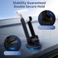 Car dashboard device mount with white holder, black suction base and lock knob for stability