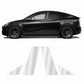 Car B-pillar protective film, clear pre-cut pieces shown on dark car door pillar