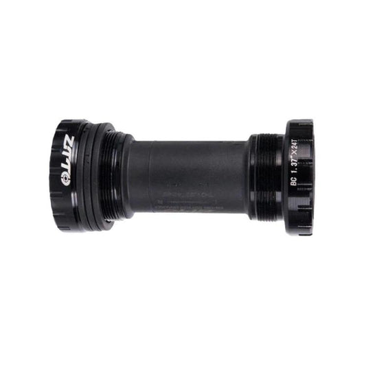 Black press-fit threaded bike bottom bracket cartridge with end cups