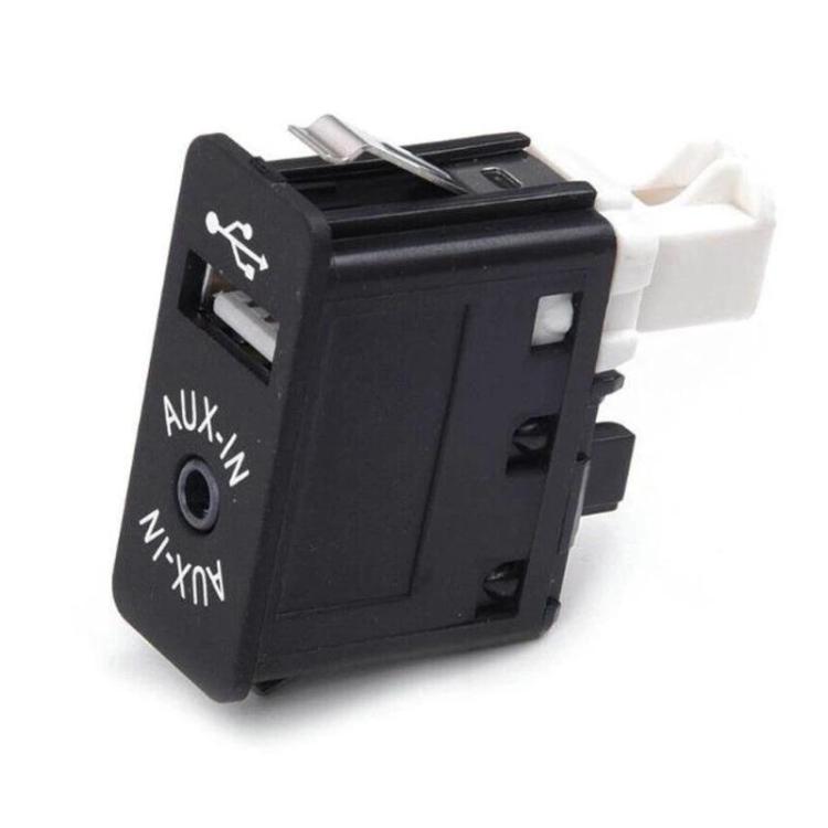 Black AUX-IN switch panel with USB port view from the side
