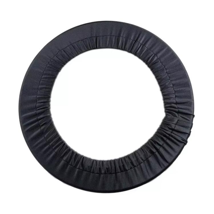 Universal steering wheel cover in dark fabric with stitched edge