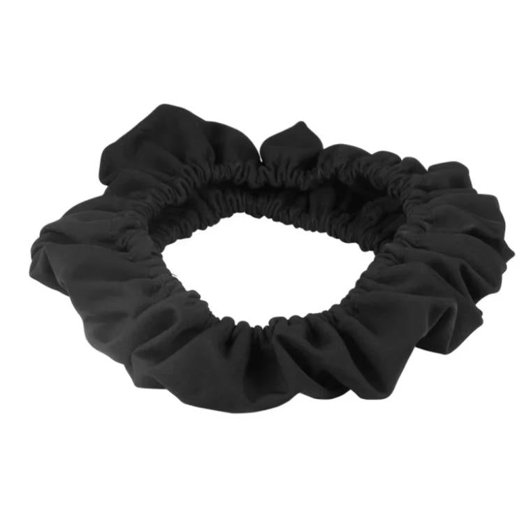 Steering wheel cover with ruffled elastic edge, dark fabric