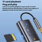 Bluetooth receiver with 3.5mm plug and power buttons, showing TF card slot