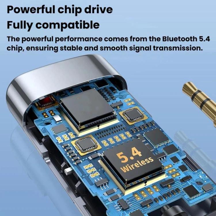 Bluetooth adapter internal circuit board with 5.4 wireless chip, visible through open housing
