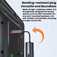 Flexible 3.5mm plug connected to a Bluetooth AUX adapter, compact dark gray body