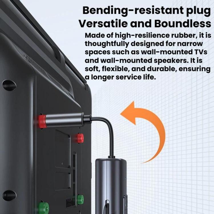 Flexible 3.5mm plug connected to a Bluetooth AUX adapter, compact dark gray body