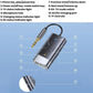 Bluetooth car AUX adapter diagram showing controls, status lights, and ports on body
