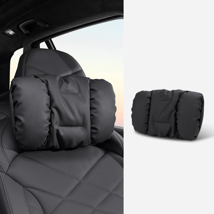 Car headrest neck pillow with lumbar cushion, dark gray padded set