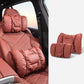 Two-piece car headrest and lumbar cushion set, red padded