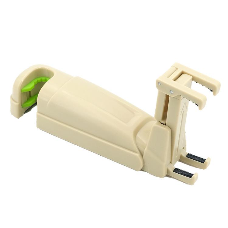 Beige extendable car phone holder with hidden hook clip and side grips