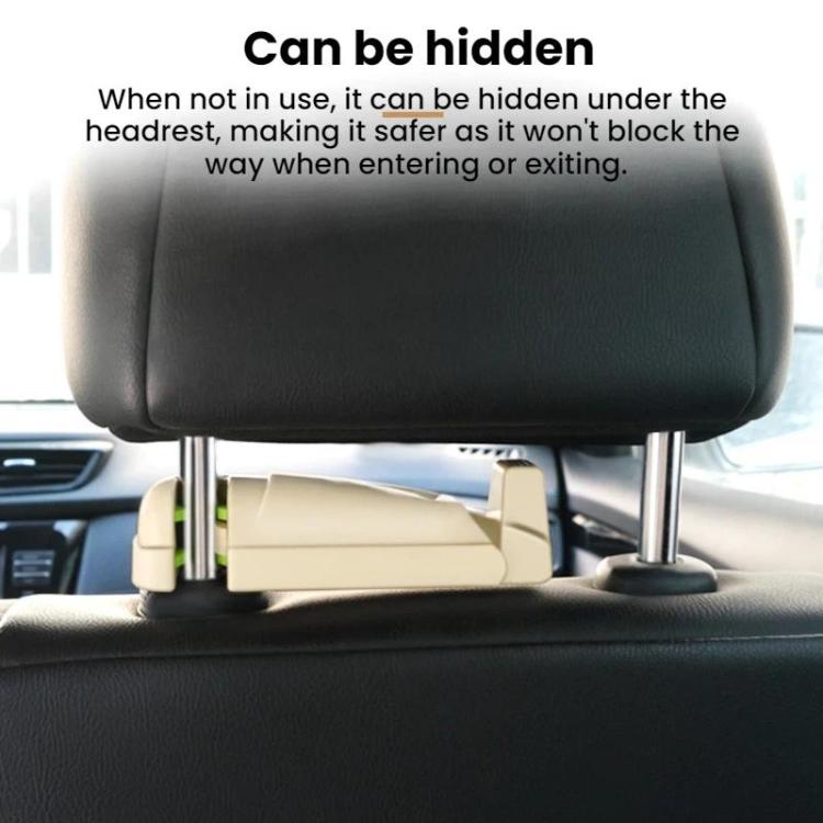 Car phone holder concealed under the headrest when not in use
