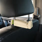 Beige extendable car phone holder mounted on the back seat headrest post