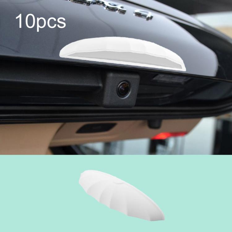 Classic white silicone rear camera rain shield cap with curved visor