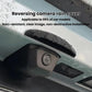 Clear silicone rear camera rain cover with curved hood over backup camera