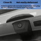 Black silicone rear camera rain shield with close-fitting curved design