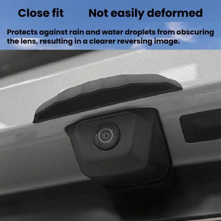 Black silicone rear camera rain shield with close-fitting curved design