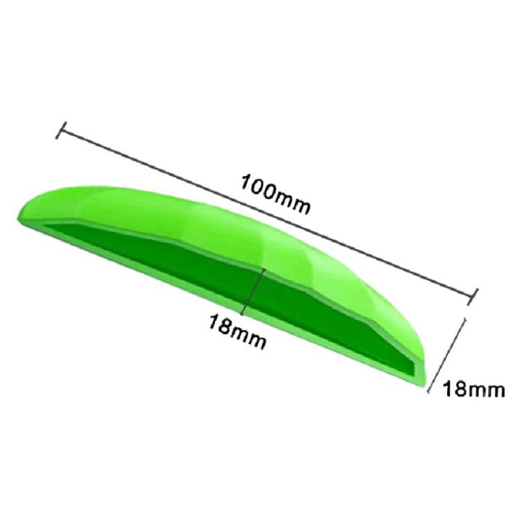 Green silicone rear camera rain shield, curved visor measuring 100 x 18 mm
