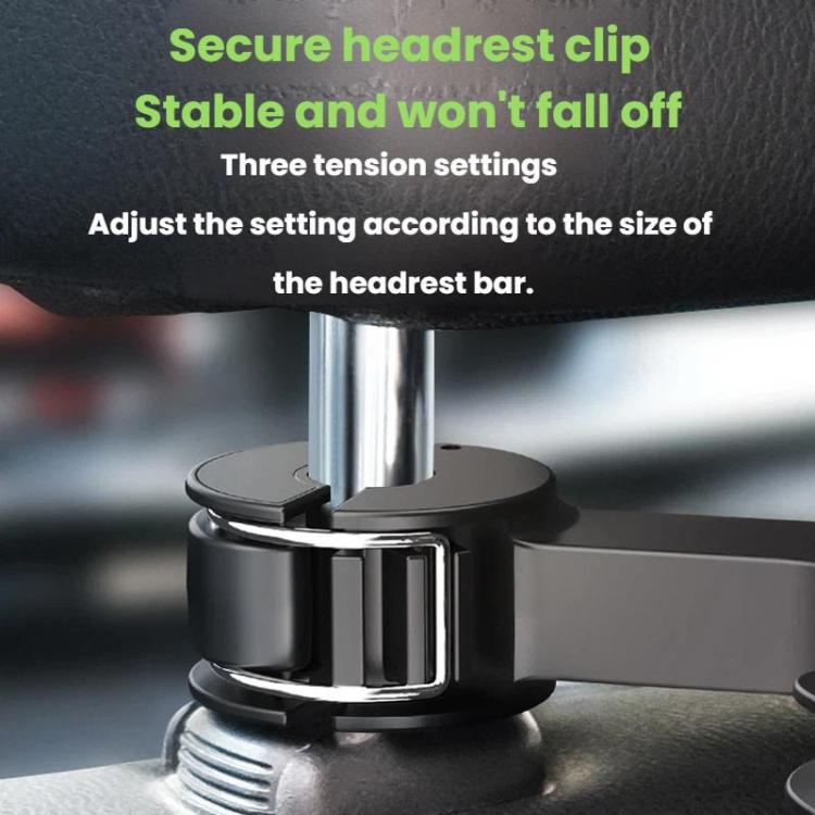 Headrest clip mount for car fan with three-tension adjustment and stable base