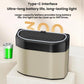 Beige and black car trash can storage box with top compartment light