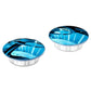 Two round frameless suction cup mirrors with blue reflective glass and metal bases
