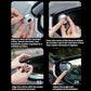 Small round frameless suction-cup mirror with base being pressed to a car window
