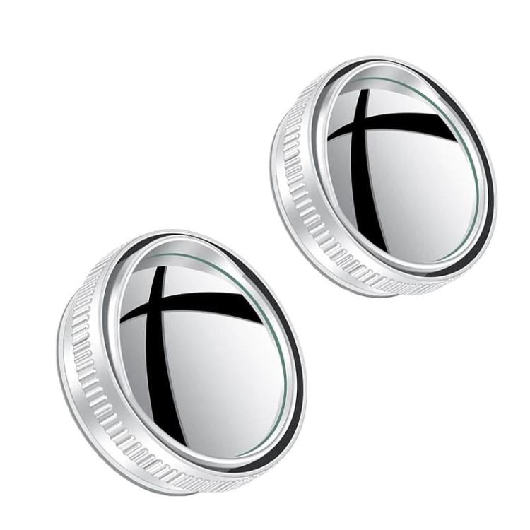 Wide-angle reversing mirror pair with suction cup and rain guard, silver