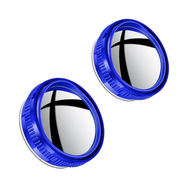 Wide-angle reversing mirror pair with suction cup and rain guard, blue