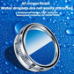 Wide-angle reversing mirror with rain guard, silver, water droplets on glass