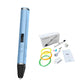 Blue 3D printing pen kit with OLED screen and temperature buttons, detachable body