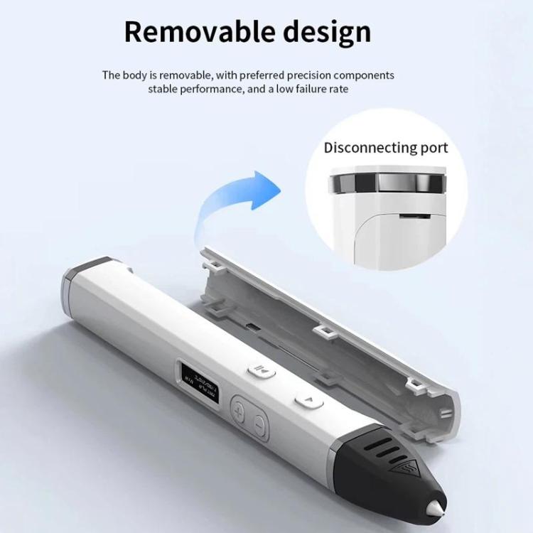 3D printing pen with detachable body showing internal connection port