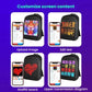 Black LED backpack with graphic customization mockup and phone interface