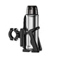 Silver and black bottle holder with adjustable metal clamp for bicycle