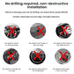 Reversing camera install illustrations on side, showing no-drill installation icons