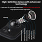 Black reversing camera lens close-up on base with LED/vision label arrows