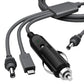 Car DC charger cable with USB-C and DC barrel connector ends, gray