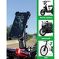 Phone holder stand with rotating cradle and handlebar clamp base