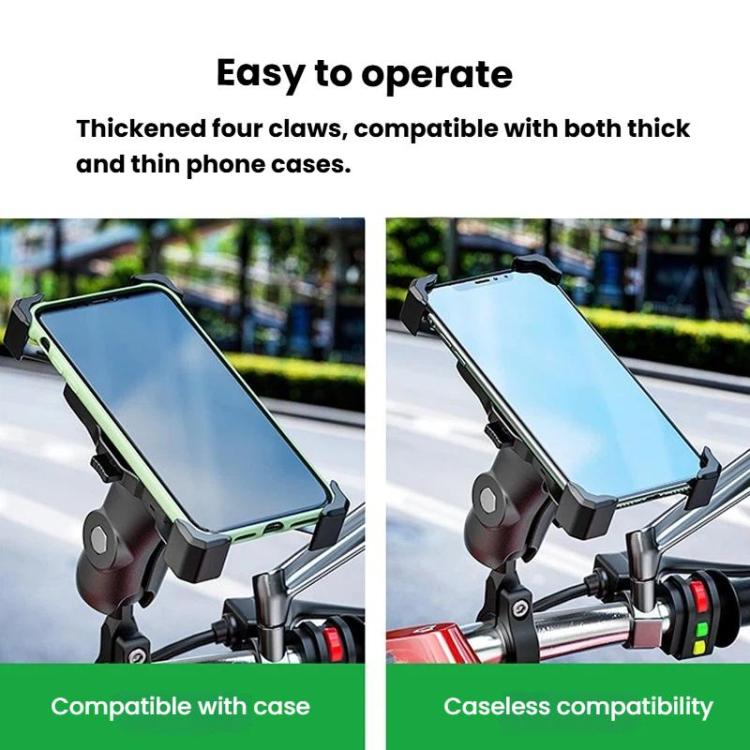 Phone holder compatible with cases using secure four-claw grip