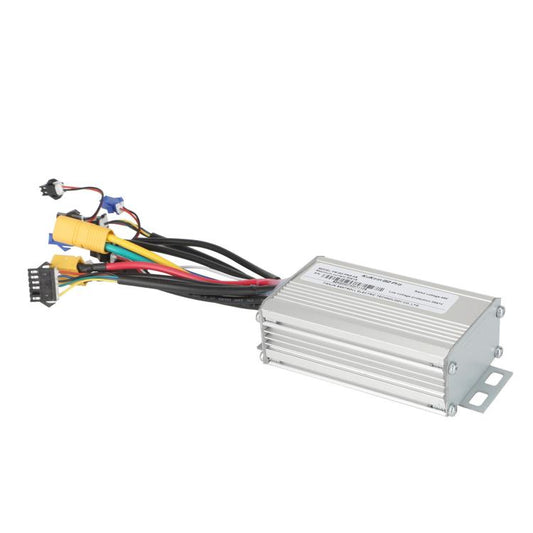 Electric scooter controller with silver aluminum casing and multi-wire harness