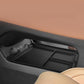 Black center console lower storage box installed with four-section tray surface.