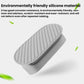 Gray oval silicone hole plug with ribbed top texture, close-up view