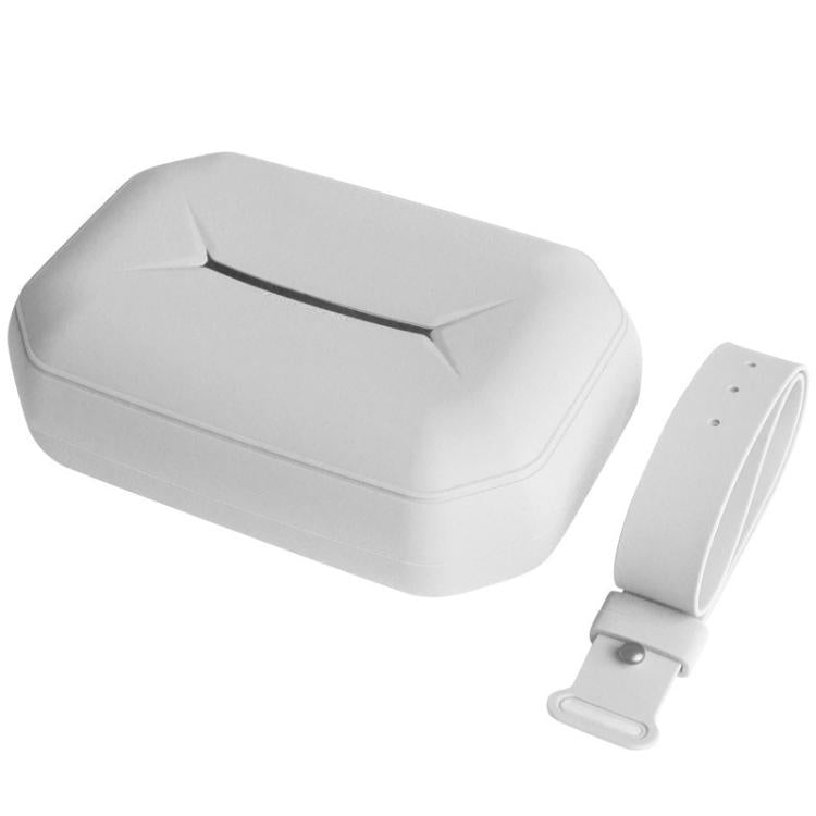 Beige silicone hanging tissue box with adjustable strap and buckle clip
