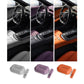 Silicone hanging tissue box with strap in gray, purple, and orange