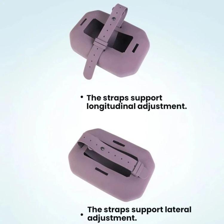 Purple silicone hanging tissue box showing adjustable strap mounting