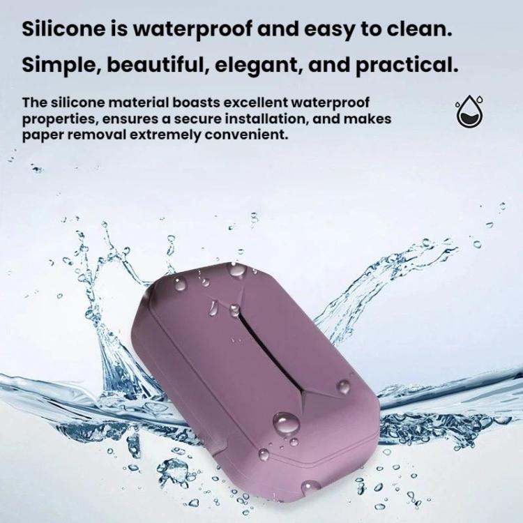 Purple silicone hanging tissue box with water droplets for waterproof use
