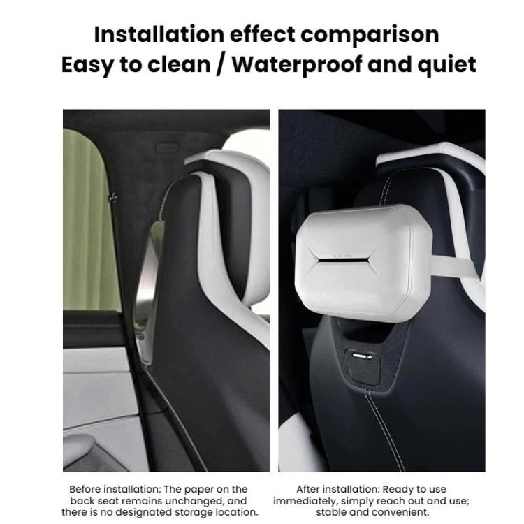 Silicone hanging tissue box installed on car seat with strap