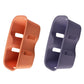 Pair of silicone water bottle pad inserts, orange and purple, with side cutouts