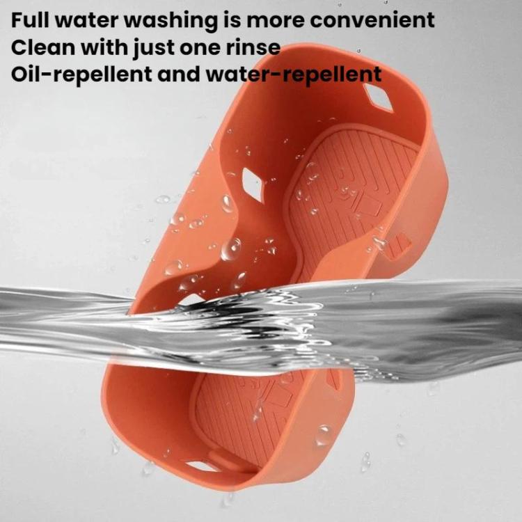 Orange silicone water bottle pad insert with textured base and water droplets