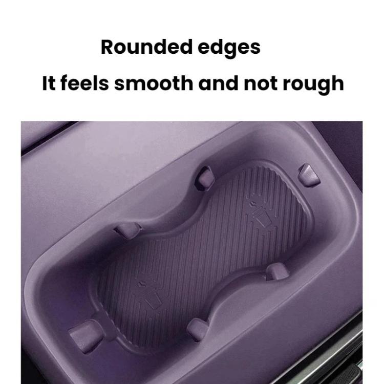 Purple silicone water bottle pad insert detail showing rounded edges and grip texture